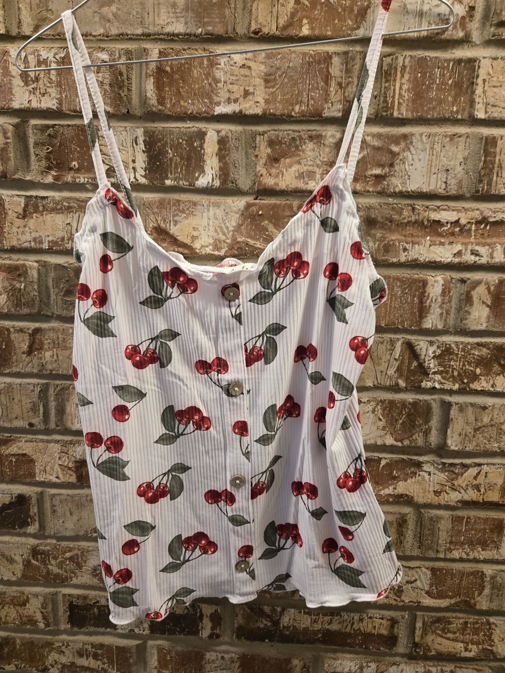 Derek Heart Women’s XL Cherry Print Cami Tank Top Button Front Y2K NWOT